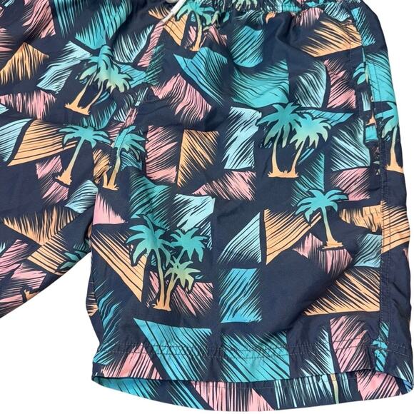 Valor Collective Swim Trunks Mens Large Geometric Palm Tree Retro Print Shorts - Picture 1 of 8